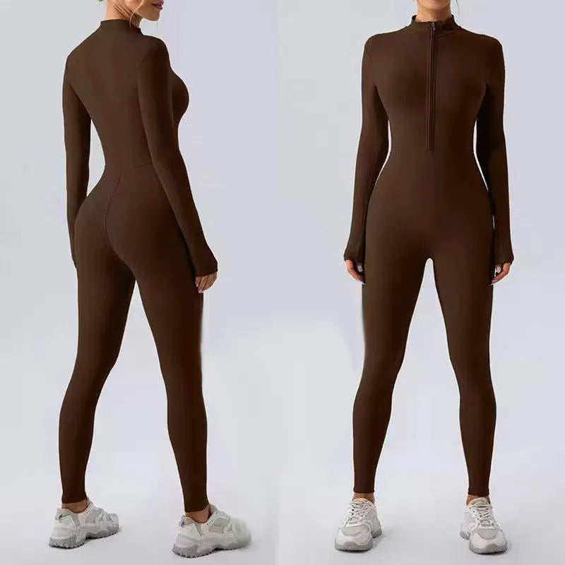 Combinaison zippee thermique polaire Cozellia - noir, vue face et dos